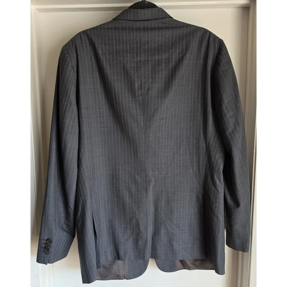 Valentino Men Suit Jacket Size 54 Grey Pinstripe Wool Formal Italy Blazer Coat